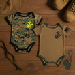 Load image into Gallery viewer, Marine Woodland and Coyote 2 pack Baby Bodysuits