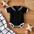 Load image into Gallery viewer, Navy Baby Sailor Bodysuit Black