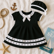 Load image into Gallery viewer, Navy Anchor Sailor Baby Dress w Beret Black