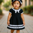 Load image into Gallery viewer, Navy Anchor Sailor Baby Dress w Beret Black