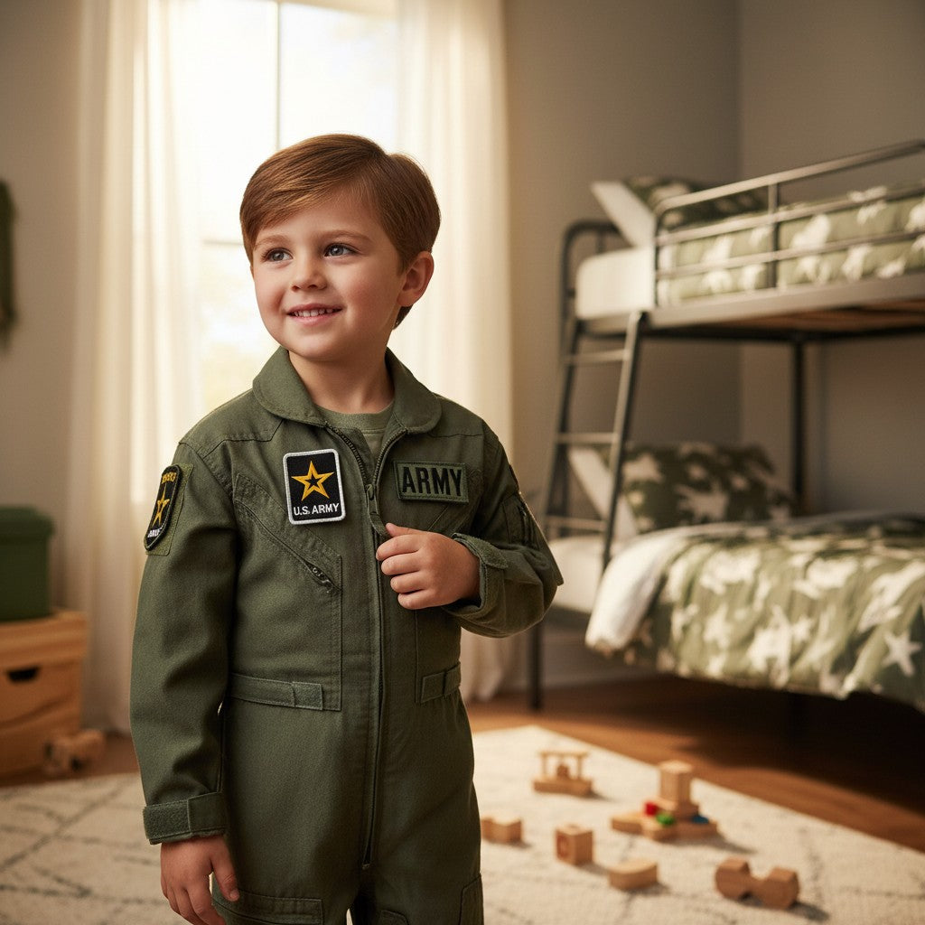 Trooper Clothing 2pk Army patches: one black patch with yellow star and U.S. ARMY text, one olive green patch with ARMY text.