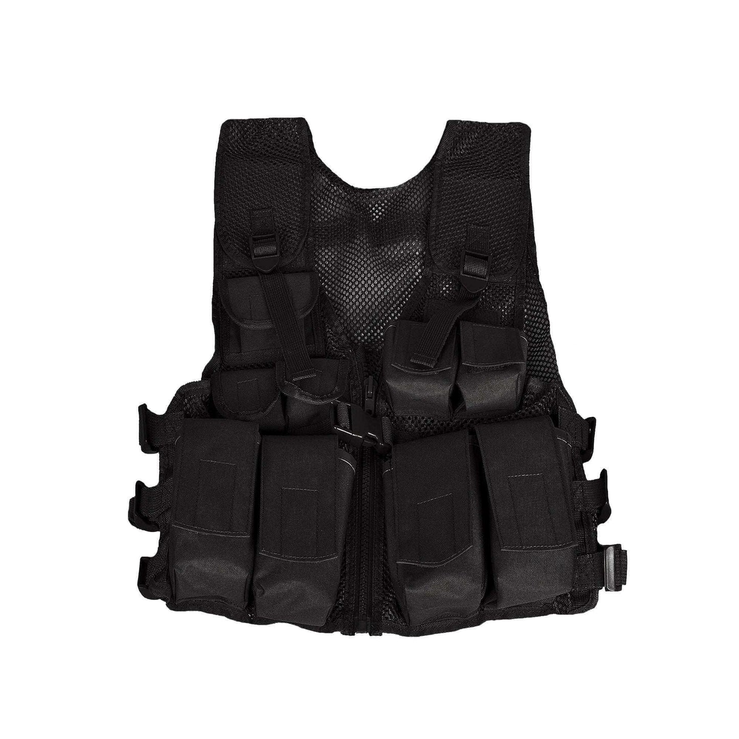 Black tactical vest for police youth uniform combo, features multiple pockets and durable design.