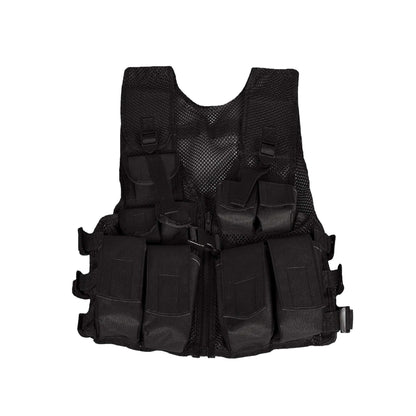 Black tactical vest for police youth uniform combo, features multiple pockets and durable design.