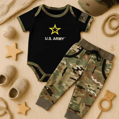 Army Multicam jogger set featuring U.S. Army logo and camo pants, perfect for stylish comfort.