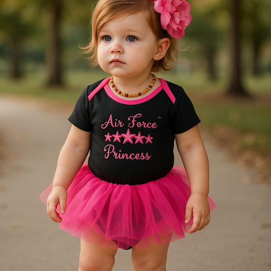 Air Force Princess Tutu Bodysuit, a white and pink bodysuit with tutu details, perfect for cosplay and fashion.