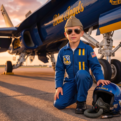 Licensed Blue Angels Youth Flight Suit w Garrison Cap