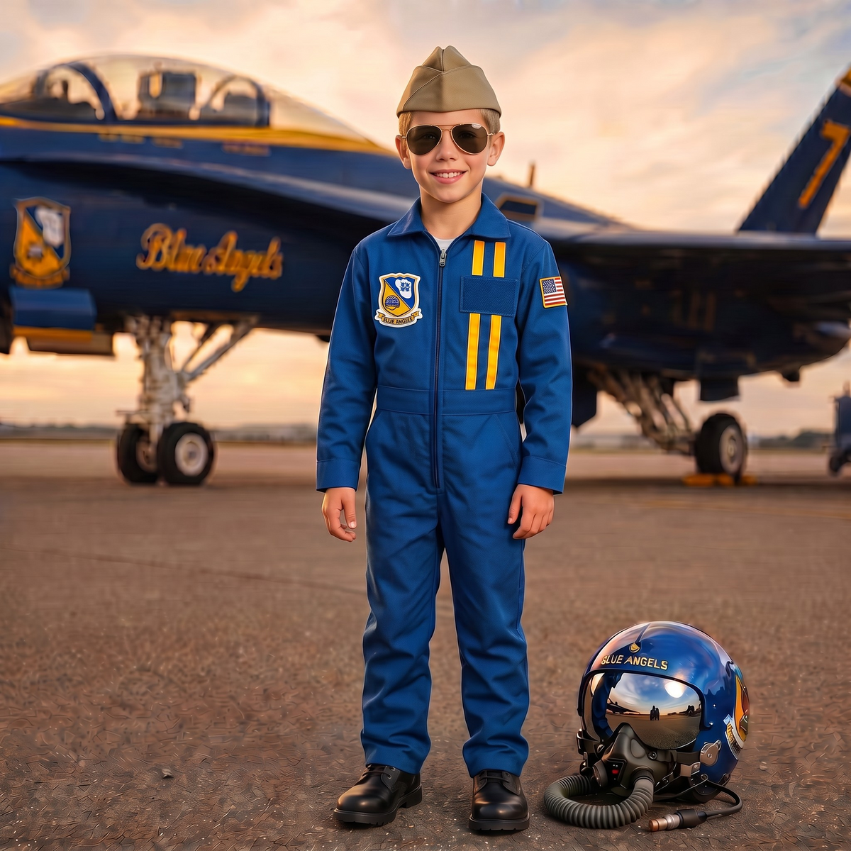 Licensed Blue Angels Youth Flight Suit with Garrison Cap