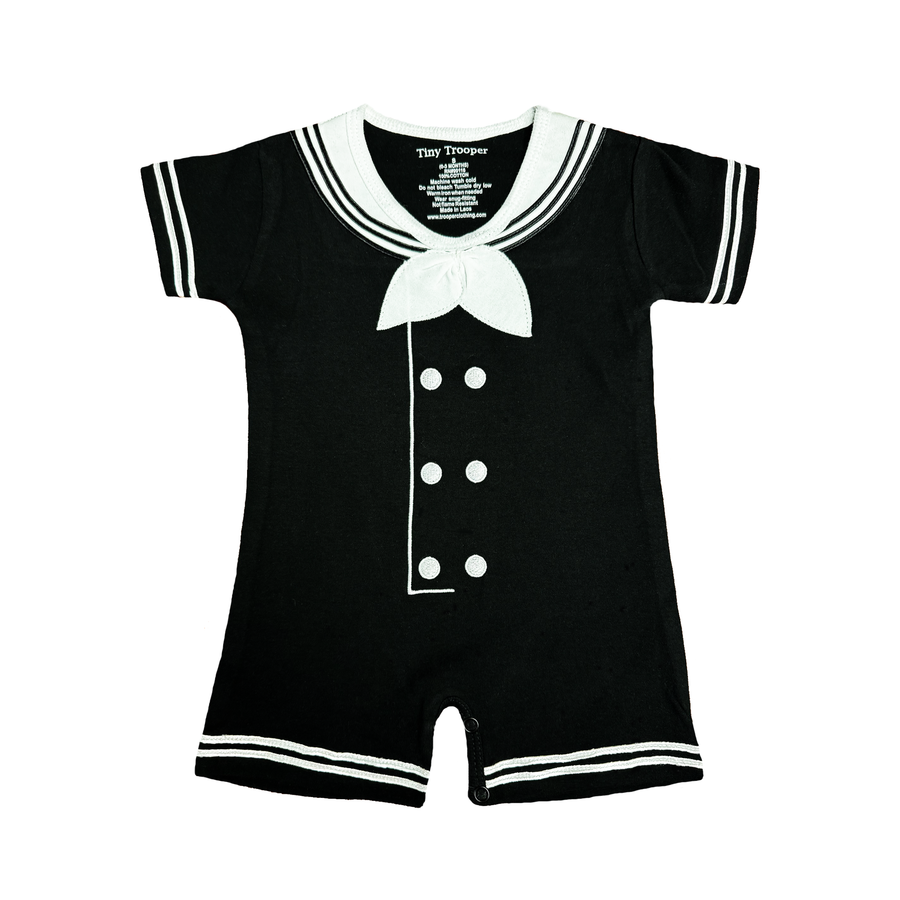 Navy Sailor Baby Romper Black