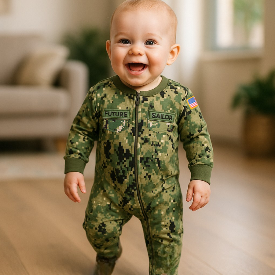 Navy NWU III Baby Uniform Crawler