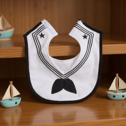 Navy Sailor Bib White