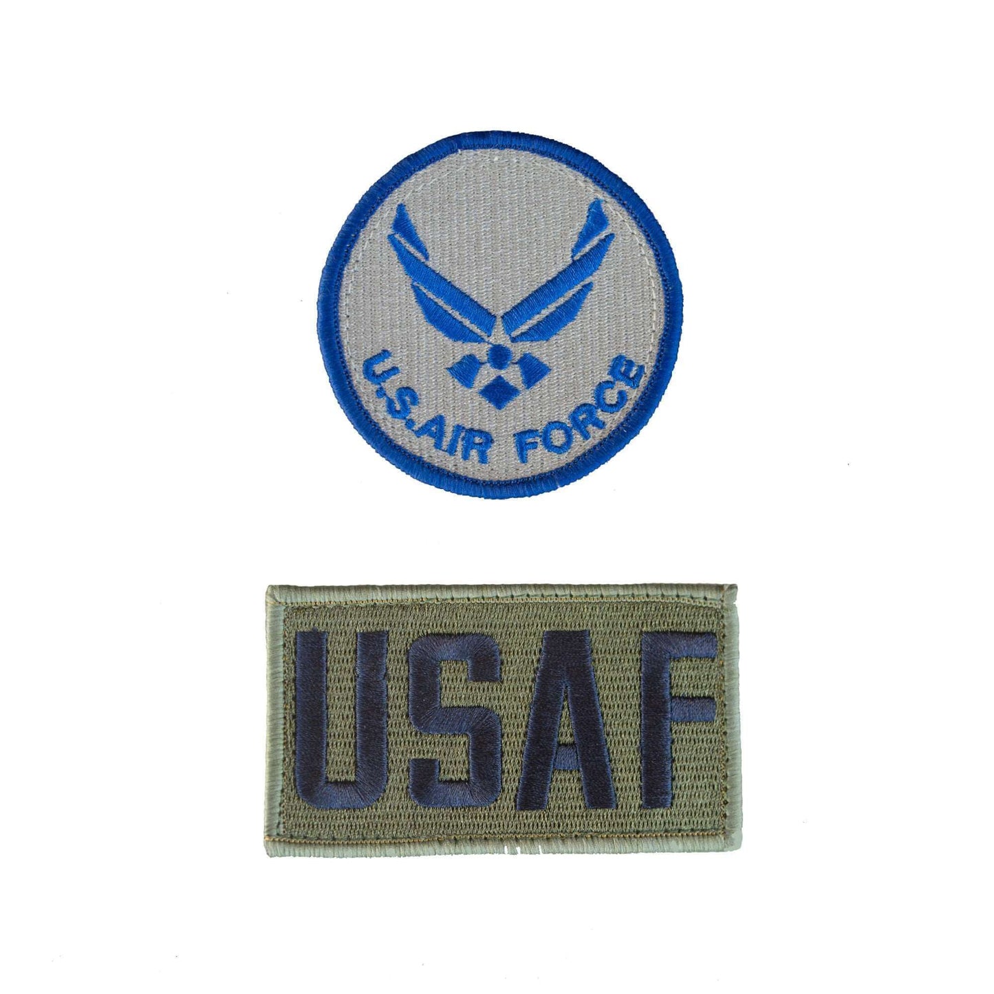 U.S. Air Force embroidered patches featuring USAF text and emblem, suitable for flight suits.