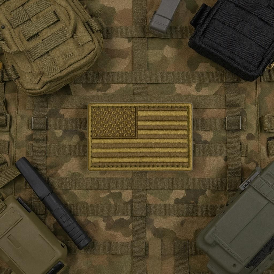 US Flag Tan and Brown Embroidered Patch
