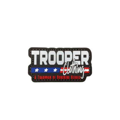 Patch Trooper Clothing logo PVC patch with hook and loop, designed for uniforms and caps.
