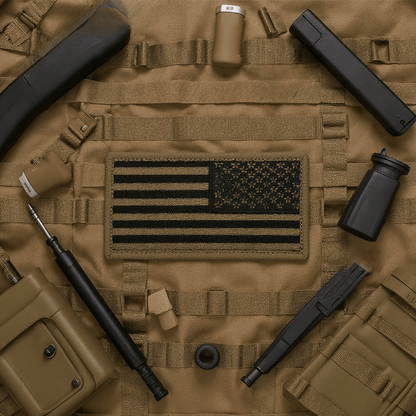 Embroidered Black and Tan Reverse United States Flag Patch