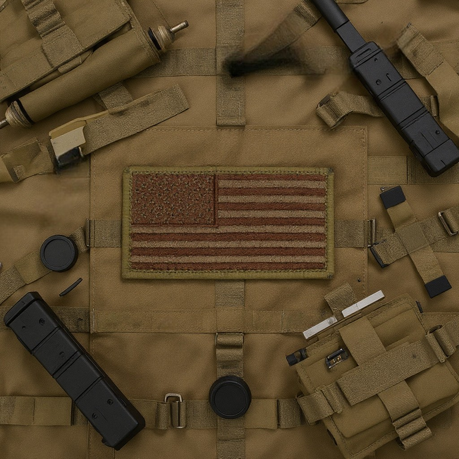 Embroidered Spice Brown and Tan United States Flag Patch