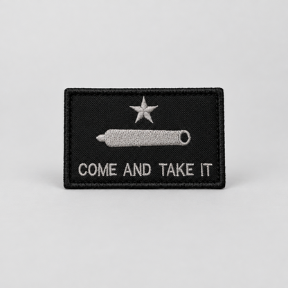 Embroidered Come and Take It Patch by Trooper Clothing, size 3"x2", featuring a star and cannon design.
