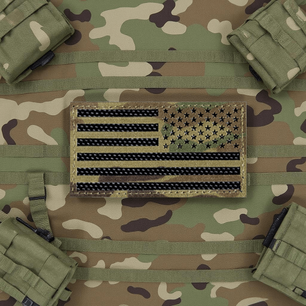 Laser Cut Multicam Reverse American Flag Patch