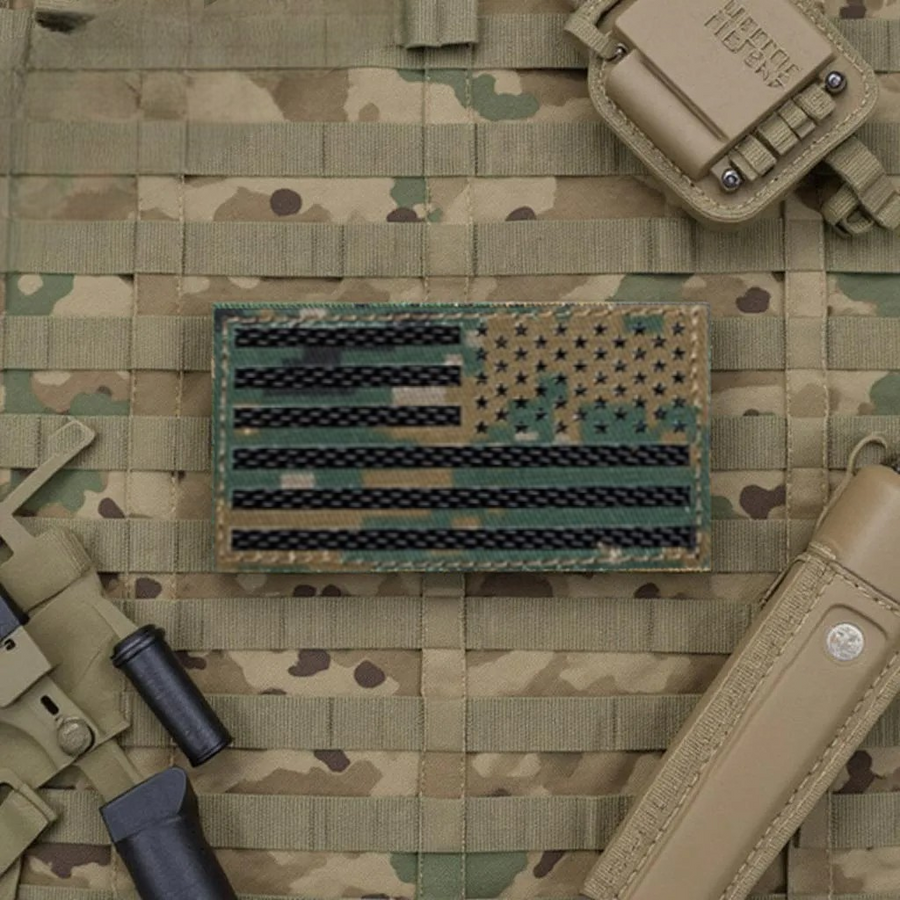 Laser Cut Woodland MARPAT Reverse American Flag Patch