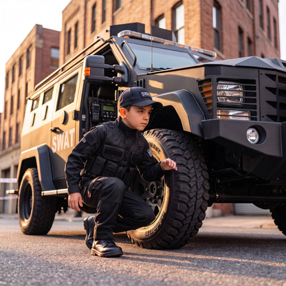 SWAT Youth Black Tactical  Uniform  8 PC Combo