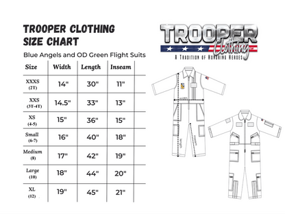 Army Youth Flight Suit Combo, kids' military flight suit set, Trooper Clothing, green flight suit for children