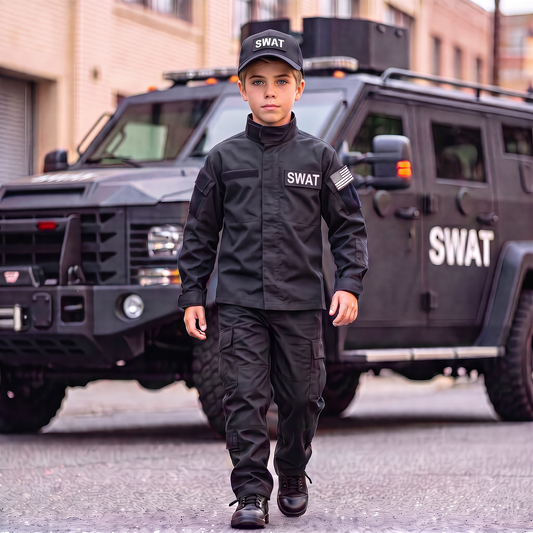 SWAT Youth Black Tactical Uniform 7 PC Combo